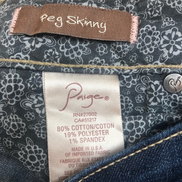 PAIGE Peg Skinny Jeans Dark Denim 26 - Picture 7 of 8